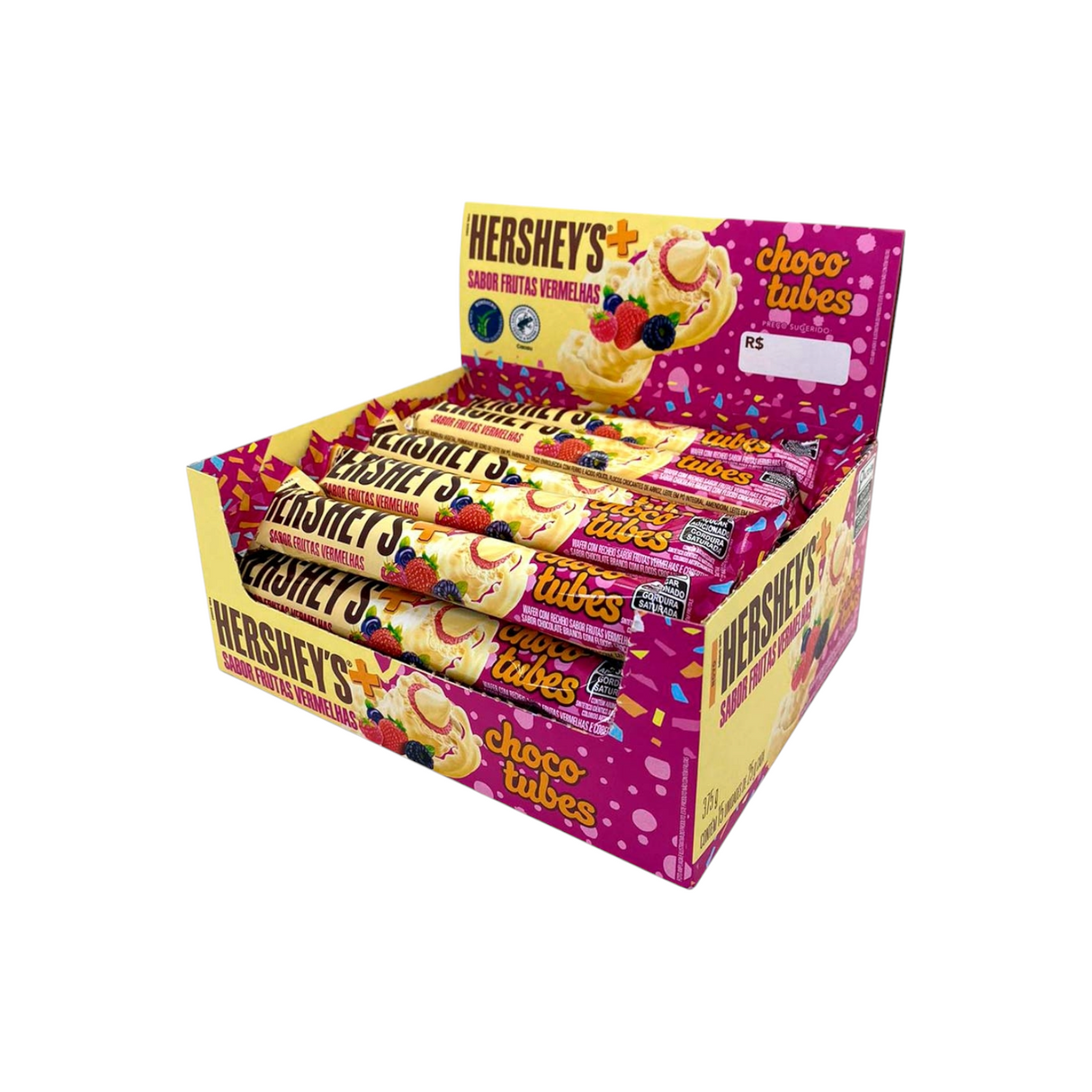 Hershey Choco Tubes Sabor Frutas Vermelhas (15x25G)